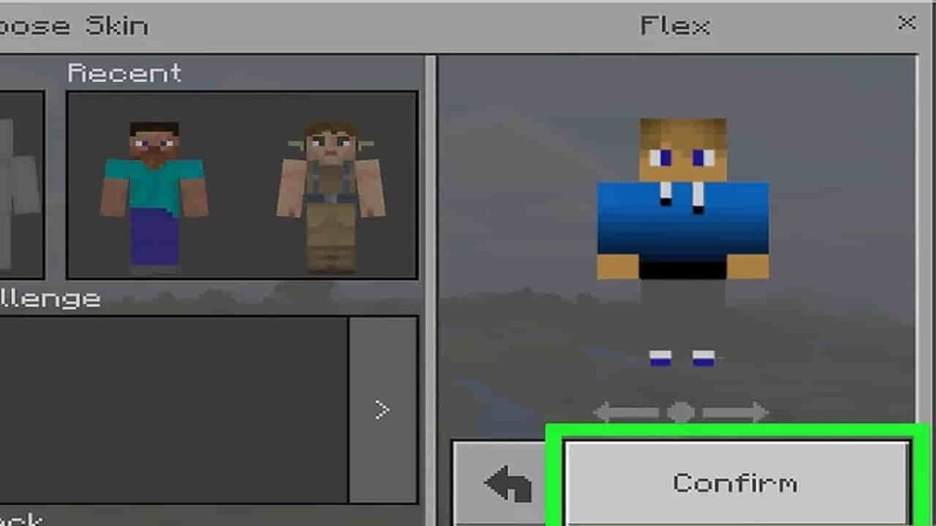 confirm new skin minecraft pe mobile