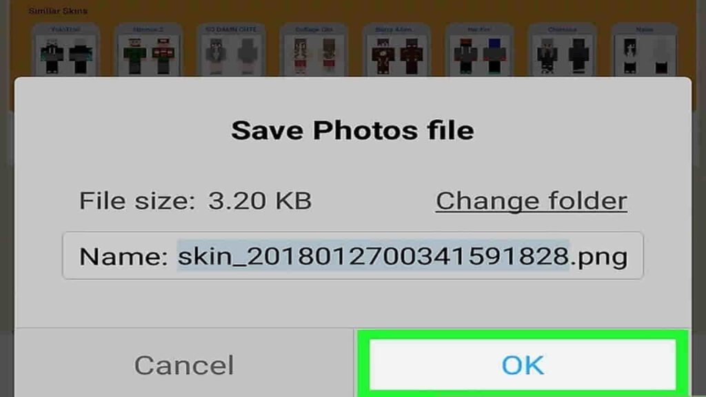 save skin minecraft pe di perangkat mobile