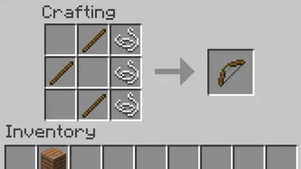 cara membuat bow di minecraft