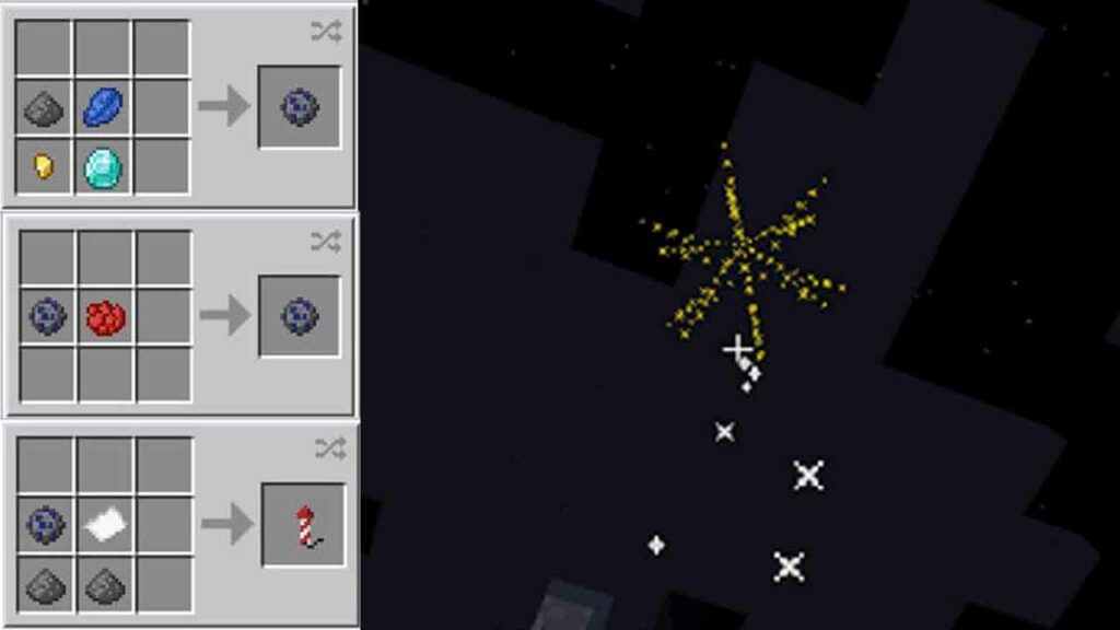 cara membuat kembang api bintang di minecraft pe
