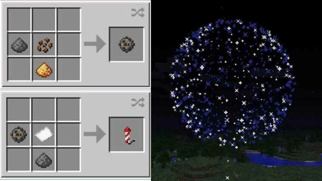 cara membuat kembang api di minecraft pe