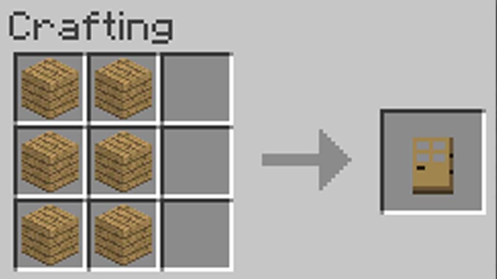 resep untuk membuat pintu kayu di minecraft